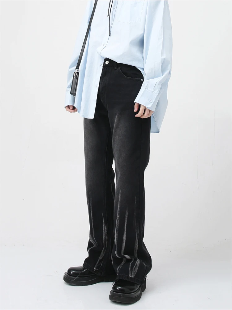 Men's Baggy Jeans Y2K Pants Patchwork Design High Street Vibe Style Micro-Flare Casual Jeans Ins Hot Sale Patchwork Jeans Denim