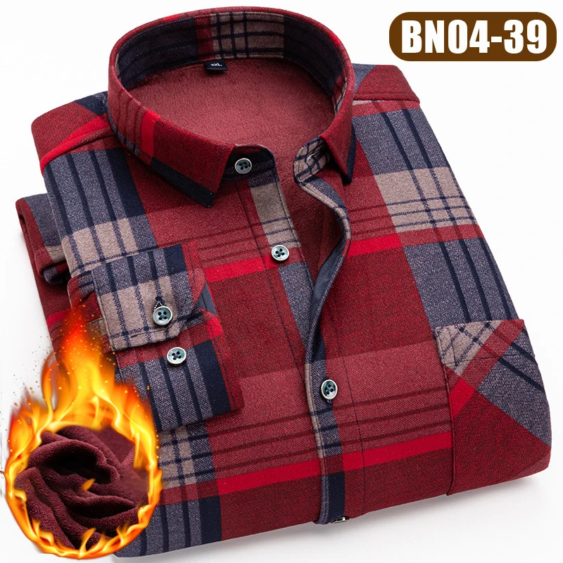Winter Blouse Male Thick Fashion Shirts Tops 2022 Streetwear Autumn Men Long-Sleeve Streetdress Smart Casual Hombre Fit MOOWNUC
