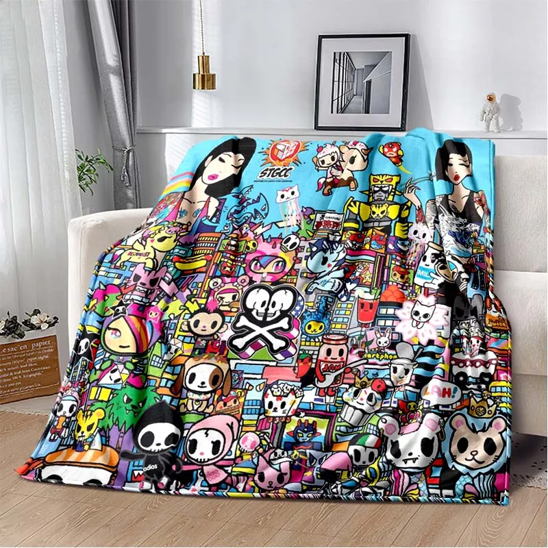 Фото Модные, надежные и стильные одеяла Tokidoki, мягкие, портативные и подходящие для всех сезонов. Уникальный подарок на день рождения. №5