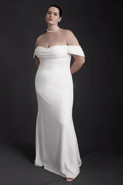 

custom a-line Polyester Back zip Imported sweetheart neckline exquisite gown features dropped-off-shoulder styling wedding dress