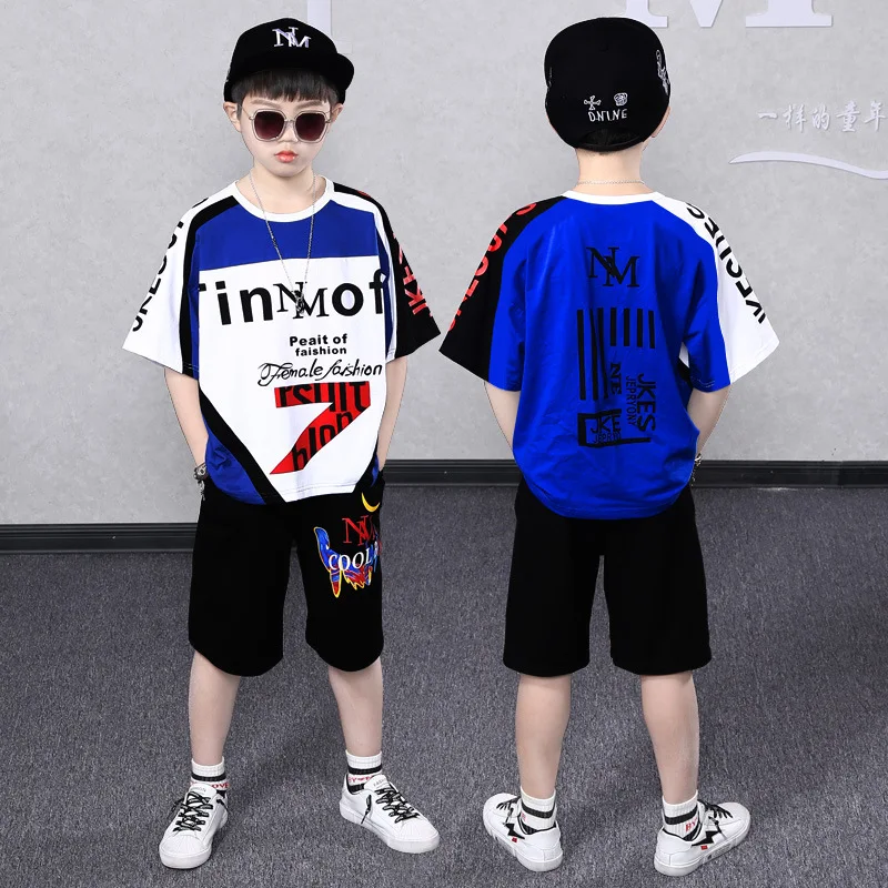 

Хлопковый спортивный костюм для мальчиков и девочек, комплект из 2 предметов, футболка и шорты для подростков, размеры 4, 6, 8, 10, 12, 14 лет, летняя одежда