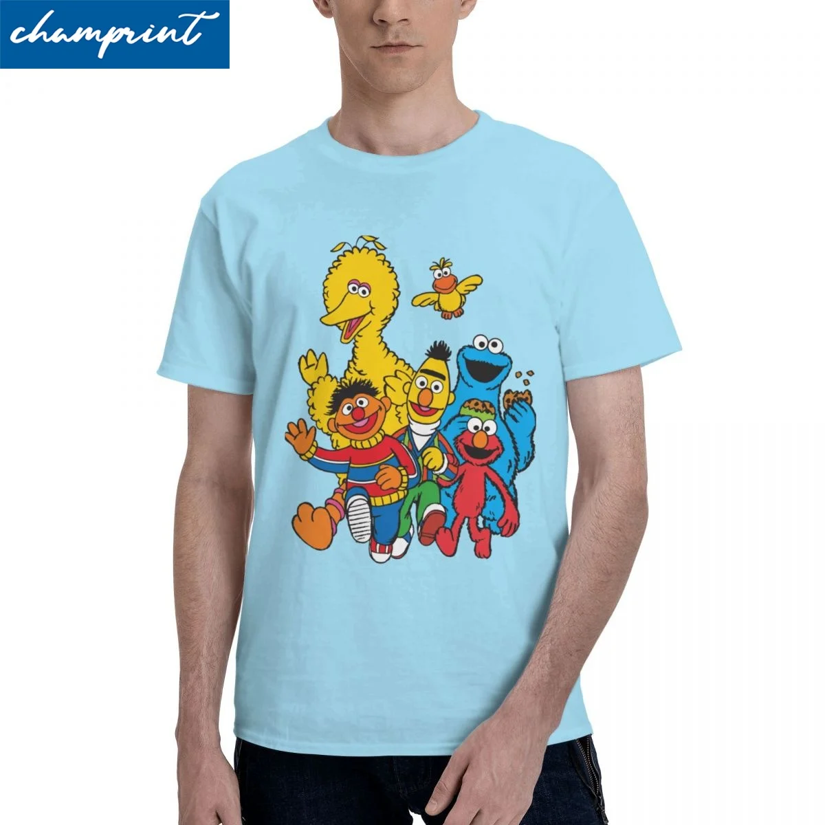 

Men Women's Vintage 123 Sesame Street Cookie Monster T Shirts Pure Cotton Clothes Short Sleeve Crewneck Tees Adult T-Shirts