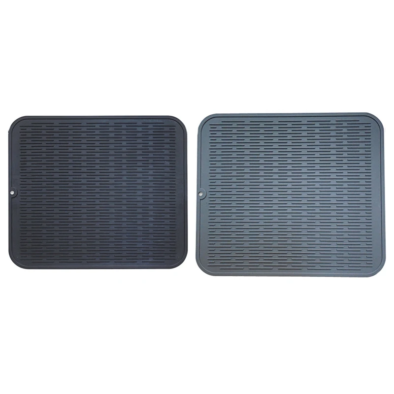 

Лидер продаж, 2 шт., большой силиконовый коврик для сушки посуды, коврик для слива кухонного стола, нескользящий коврик для раковины, серый и ...