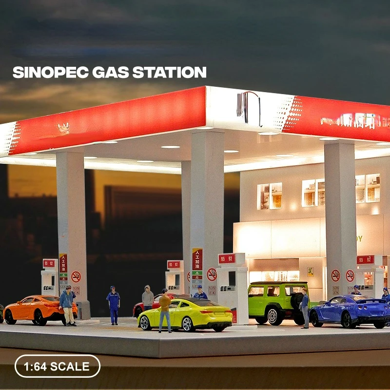 Модель автомобиля гаража заправочная станция модель в подарок 1/64