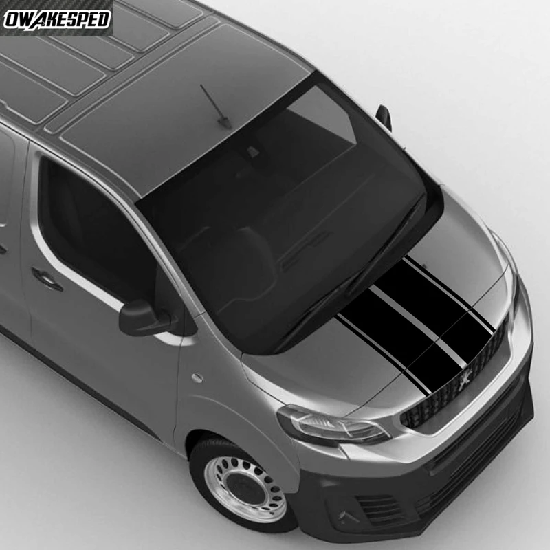 Фото Капот, спортивные полосы, гоночный стиль для Peugeot Expert, авто, виниловые наклейки для кузова, капот автомобиля, крышка двигателя, декоративные наклейки, аксессуары №1
