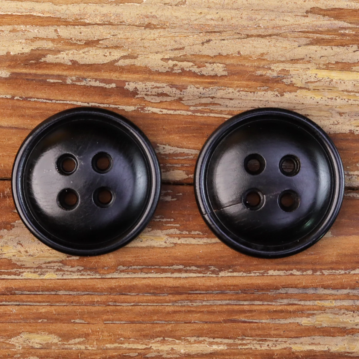 

6pcs Large Hole Vintage Sewing Buttons Genuine Horn Special Cut MUKU Original Shape Black Polished DIY Craft Supplies