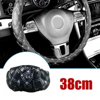 universal 38cm black leather car steering wheel cover car interior protection steering car wheel cover car styling accessories