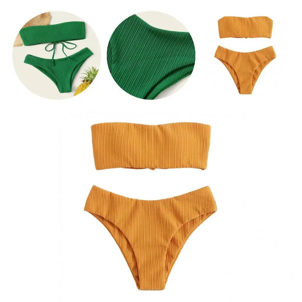 

1 Set Fashion Swimwear Kit Bodycon 2 Colors Bathing Suit Eye-catching Charming Women Swimwear