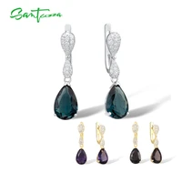 santuzza silver drop earrings 925 sterling silver for women magic colorful stone white cubic zirconia fashion jewelry