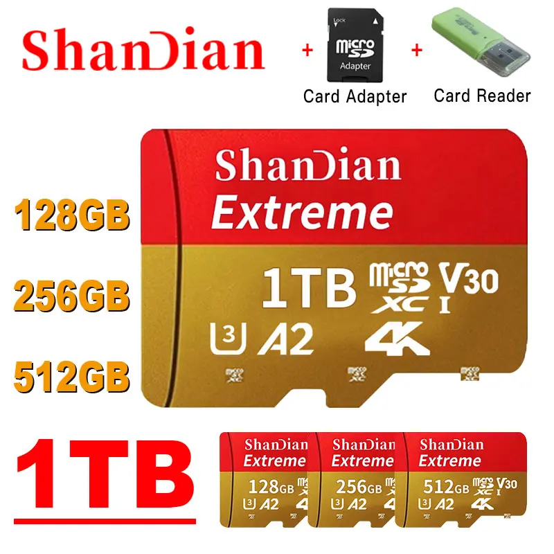 

Original Micro SD Memory Card TF/SD Card 128gb 256gb 512gb 1tb Mini SD Card 30MB/S Class10 For Camera/Phone 2023 NEW