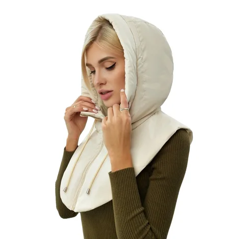 DEARIRIS Casual Women Hooded Collar Vest Zippers Puffy Outdoor Short Hoodies Vests