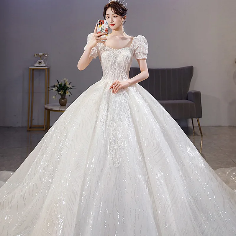 Индивидуальные элитные блестящие женские свадебные платья с блестками и