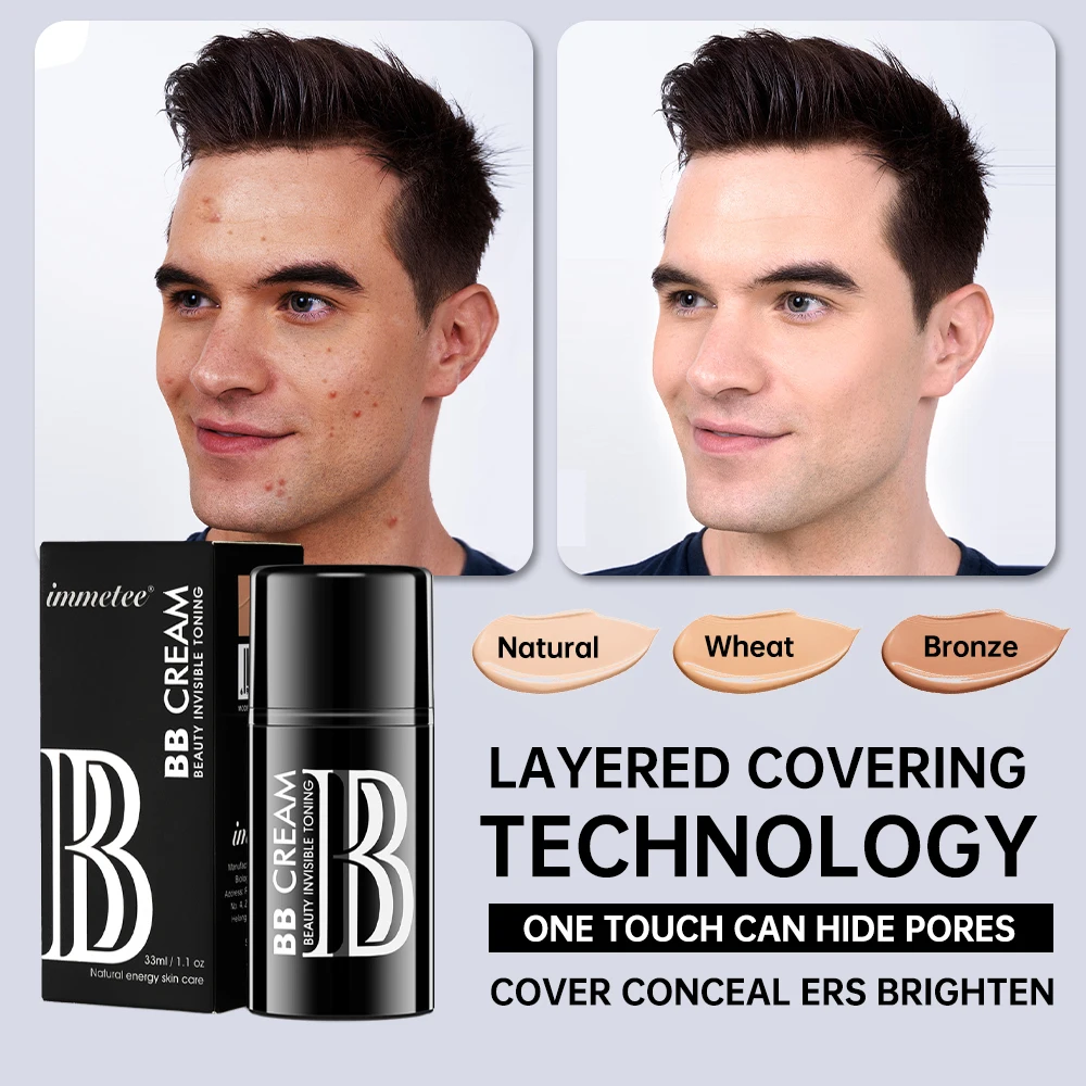Base Makeup Oil-control Long-lasting Men Concealer BB CreamMoisturizing Cosmetics Waterproof Sweatproof Face Care Foundation