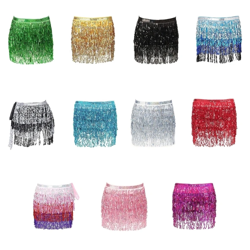 

Sequin Tassel Hip Scarf Waist Chain Skirts Rave Costume Body Jewelry for Women
