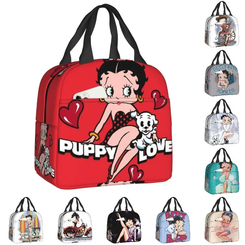 

Bettys Boop Thermal Insulated Lunch Bags Women Funny Cartoon Pattern Portable Lunch Tote School Office Outdoor Storage Food Box