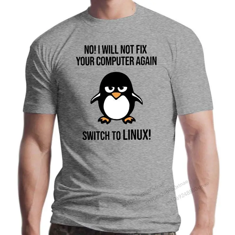 

New Swith To Linux Angry Tux Penguin T Shirts Men Novelty Tops T Shirt Programmer Computer Developer Geek Nerd Tshirts