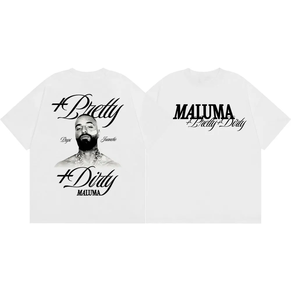 Фото Футболки с графическим принтом Rapper Maluma для мужчин и женщин, модные винтажные футболки в стиле хип-хоп с короткими рукавами, летняя модная повседневная футболка из 100% хлопка №2