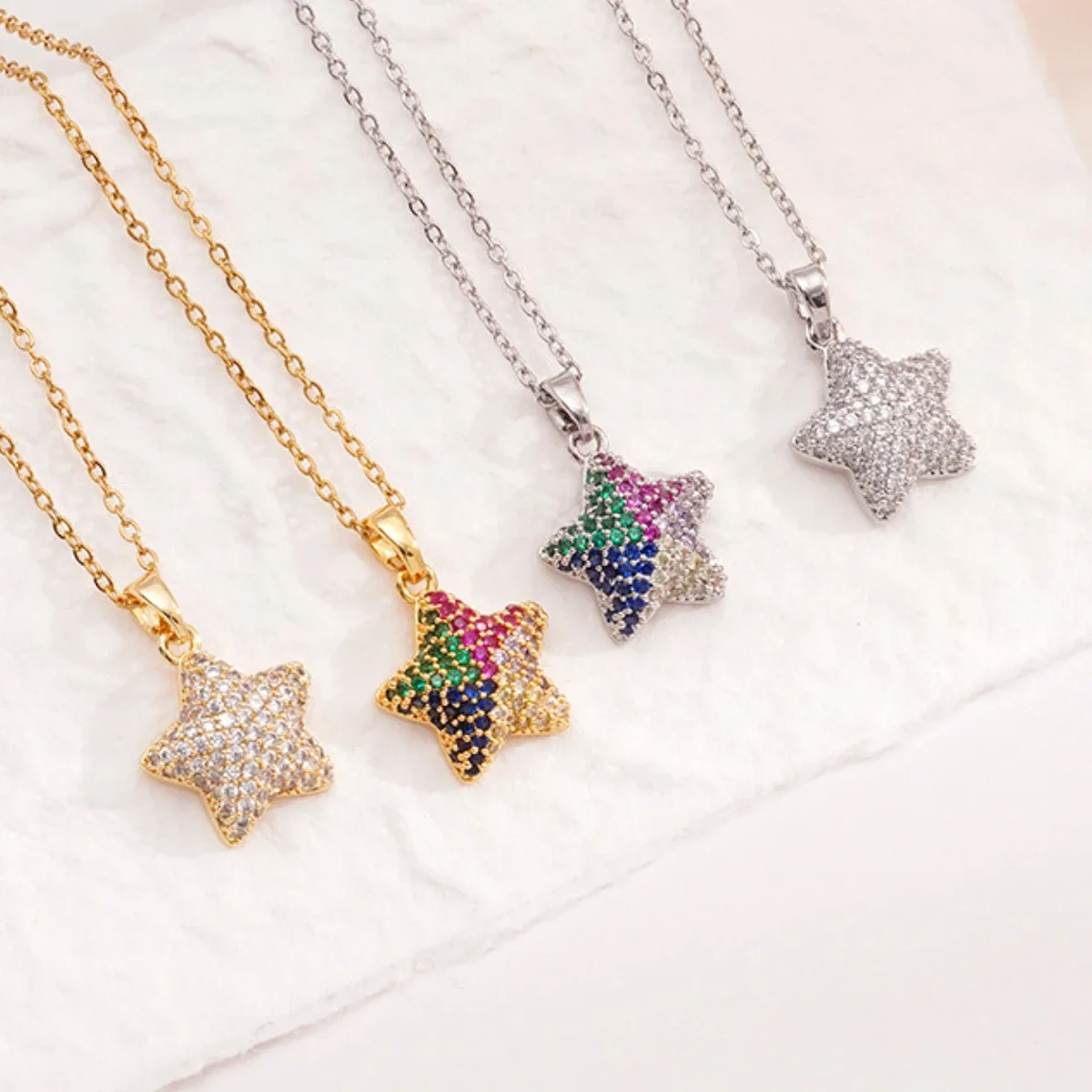 Хип-хоп модные циркониевые ожерелья со звездами для женщин и мужчин цепочка из