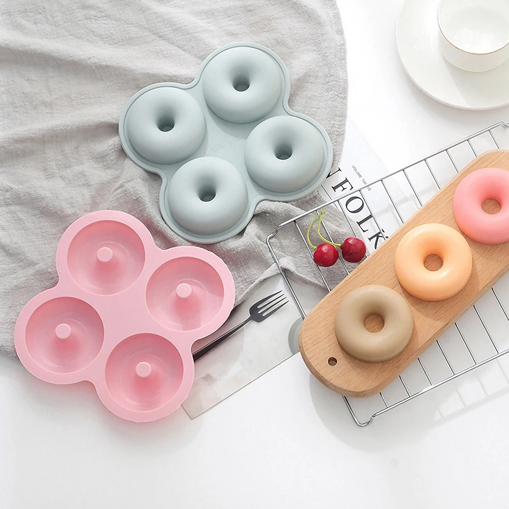 

DIY 4 Cavity Donut Silicone Mold Bagels Muffins Donuts Maker Non-Stick Pastry Chocolate Cake Dessert Baking Pan Bakeware