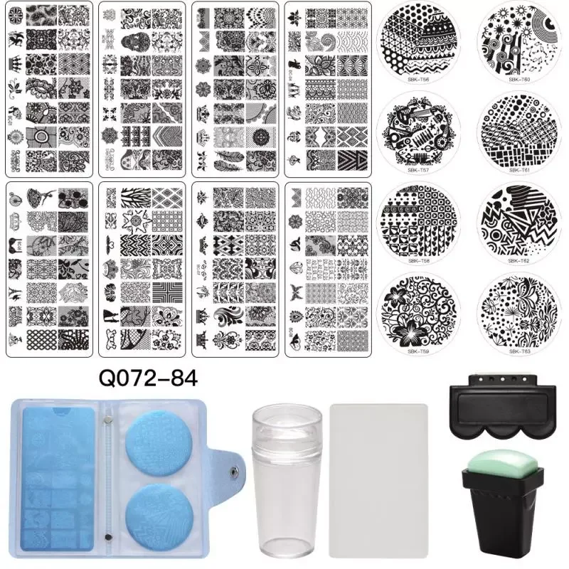 

NEW2023 Nail Art Printing Tool Set 16 Types Stainless Steel Nail Art Templates Stamping Plate Seal Scraper Card Packaging DIY Ma
