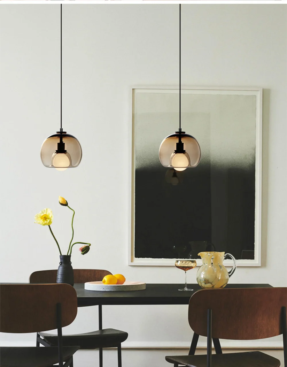 

Simple and luxurious glass chandelier restaurant bar cafe chandelier single head bedroom bedside lighting