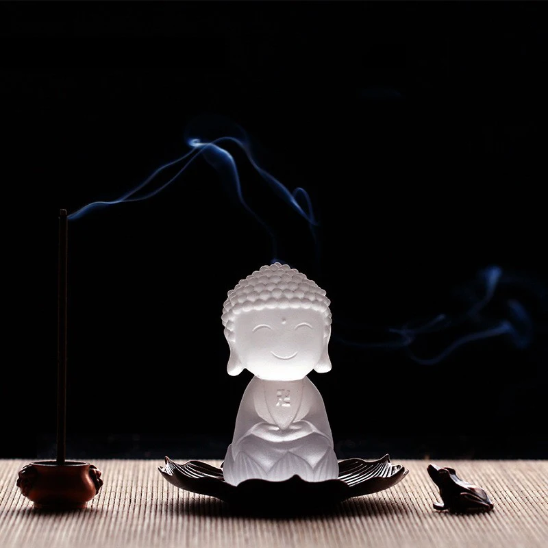 Enlightenment Wudao Small Buddha Statue Bright Crytal Monk Sculpture Zen Tea Incense Culture Home Decoration Exquisite Desk Gift