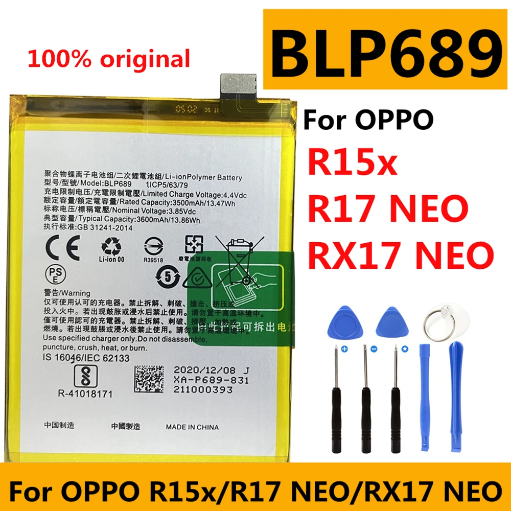 

Original New High Quality 3600mAh BLP689 Battery For OPPO R15x / R17 NEO / RX17 NEO CPH1893 Batteries+ Tools