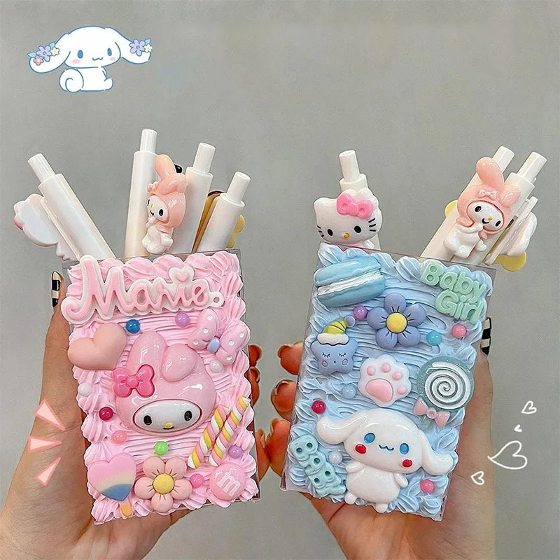 

New Kawaii Sanrio My Melody Cinnamoroll Pen Holder Diy Storage Box Cute Children Girl'S Desktop Stationery Pencil Bucket Present