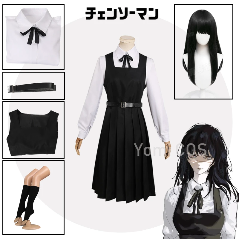

Anime Chainsaw Man ASA MITAKA Cosplay Costume Wig JK School Uniform War Devil Dress Shirt Socks Halloween Girls Role Play Suit