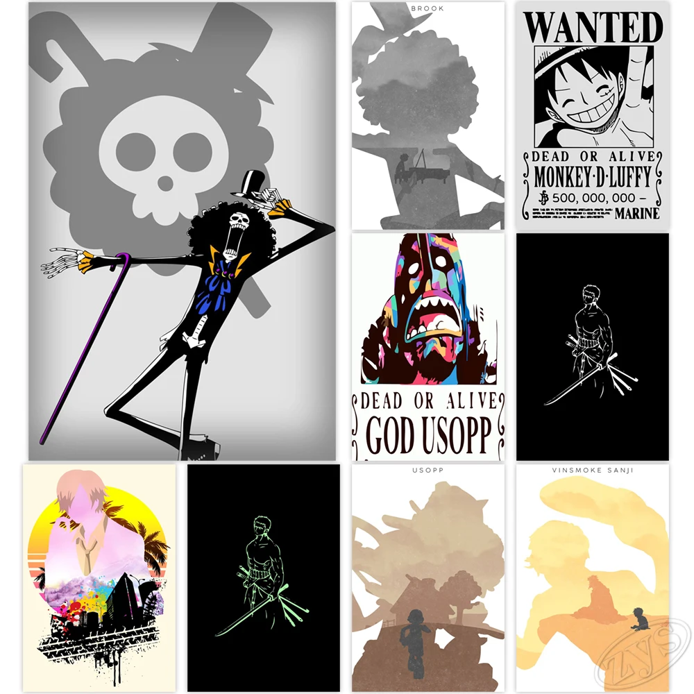 

Модульный цельный плакат Обезьяна D. Из аниме холста Luffy домашний декор Брук картины HD печать для Гостиной картины настенные картины
