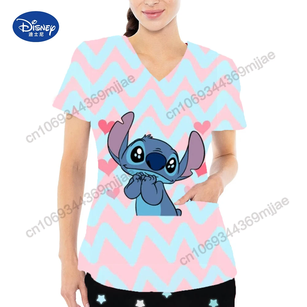 

Disney Pocket V-Neck Clothing Female Graphic T Shirts Womens Tops and Blouses Women Summer 2023 Woman T-shirts Clothes for Women