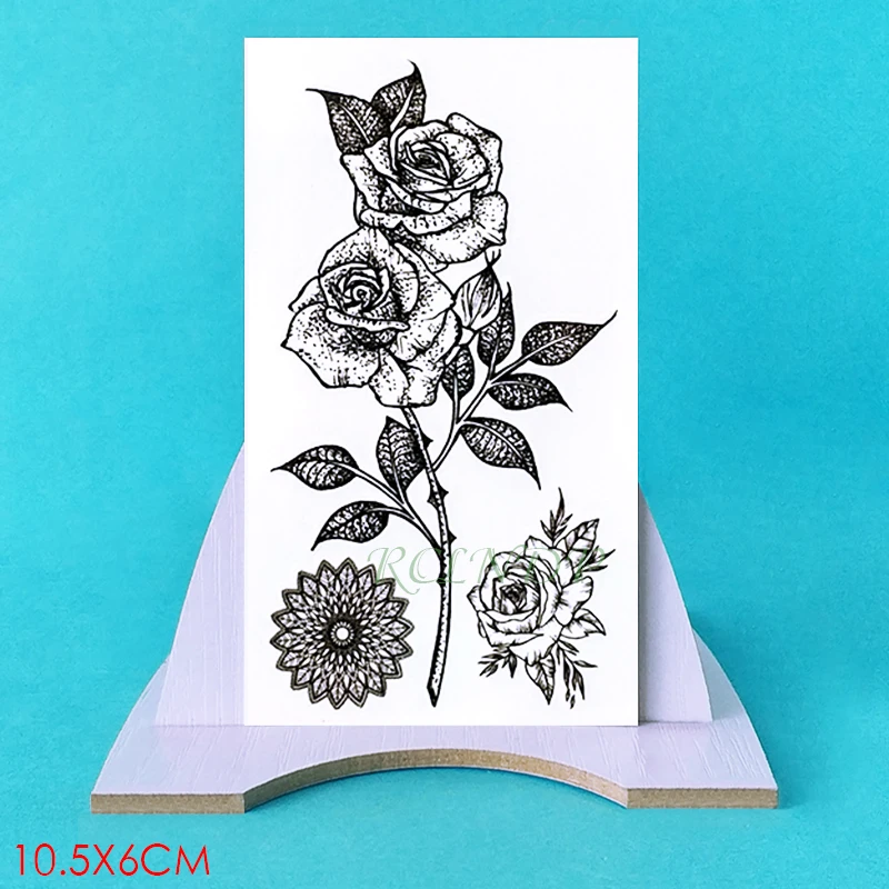 Waterproof Temporary Tattoo Sticker Rose Flower Tatto Stickers Flash Tatoo Fake Tattoos Hand Leg Arm for Kids Men Women child | Красота и