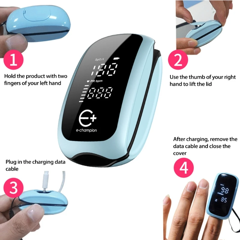 Пульсоксиметр на кончик пальца портативный измеритель насыщения крови