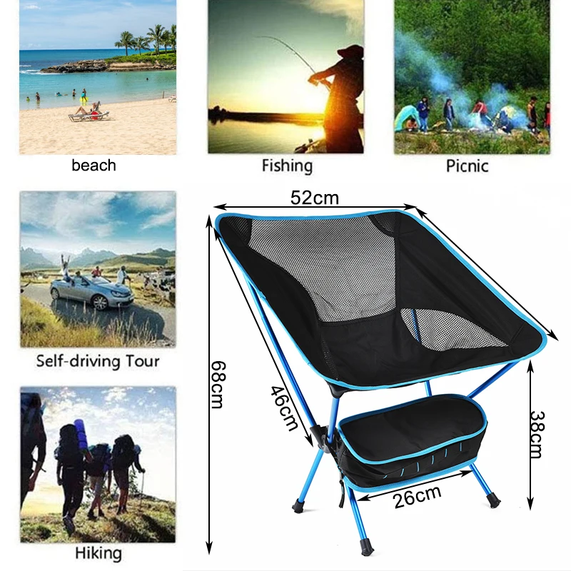 Superhard High Load Outdoor Camping Chair Travel Ultralight Folding Portable Beach Hiking Picnic Seats Fishing BBQ |