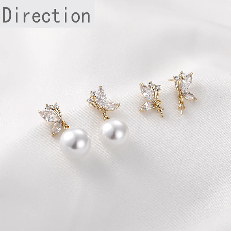 

Butterfly flying shining zircon earrings with pearl earrings diy handmade earrings earrings accessories