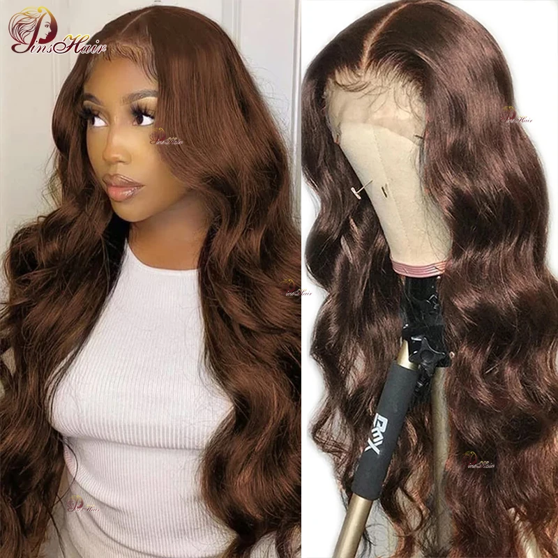 Chocolate Brown 13X4X4/13X1 Lace Frontal Wig 28Inch Lace Front Body Wave Human Hair Wigs Transparent Malaysia Remy Wig For Women