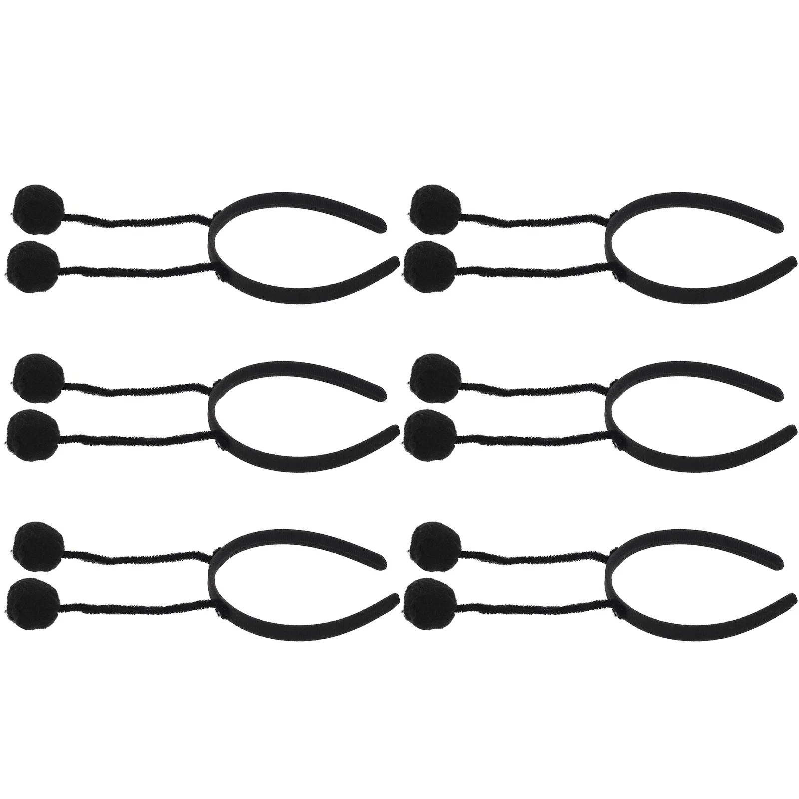 

6Pcs Martian Antenna Headband Pom Pom Boppers Hair Hairband Headwear for Party Headdress Photo Props Black