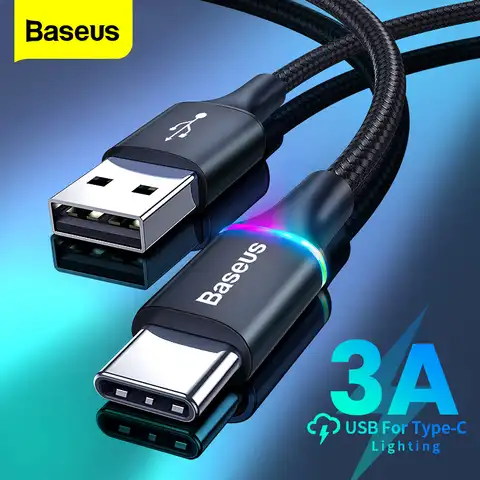 Кабель зарядный Baseus со светодиодной подсветкой, USB Type-C, 3 м