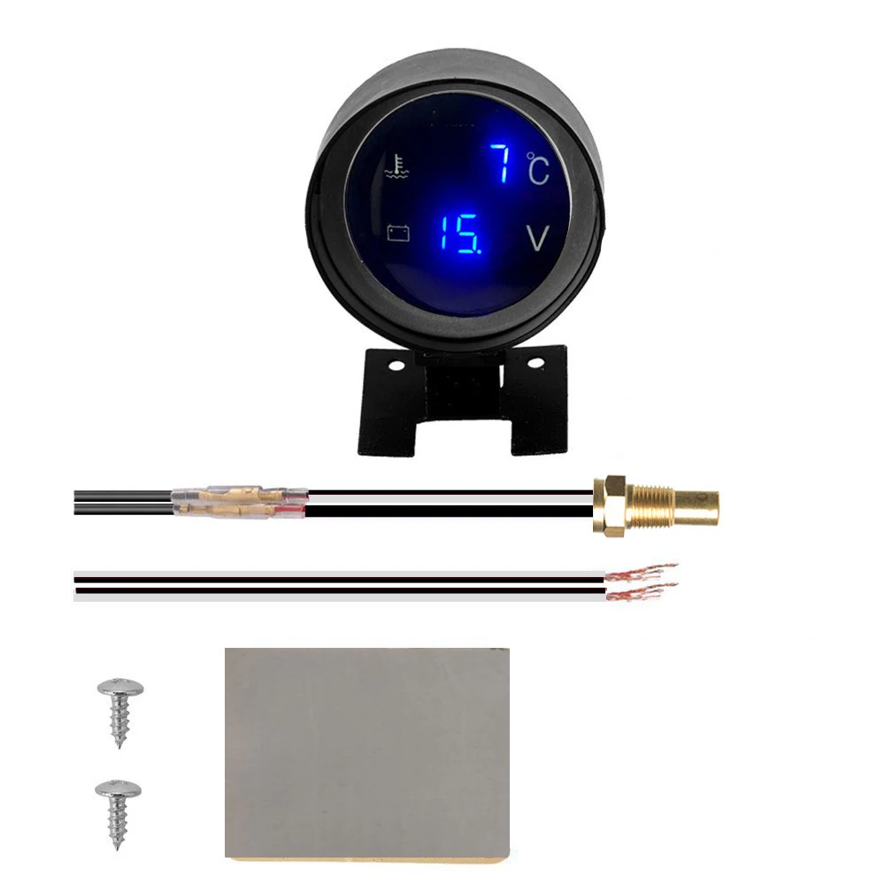 Круглый цифровой вольтметр температуры воды автомобильный термометр 2 в 1 датчик