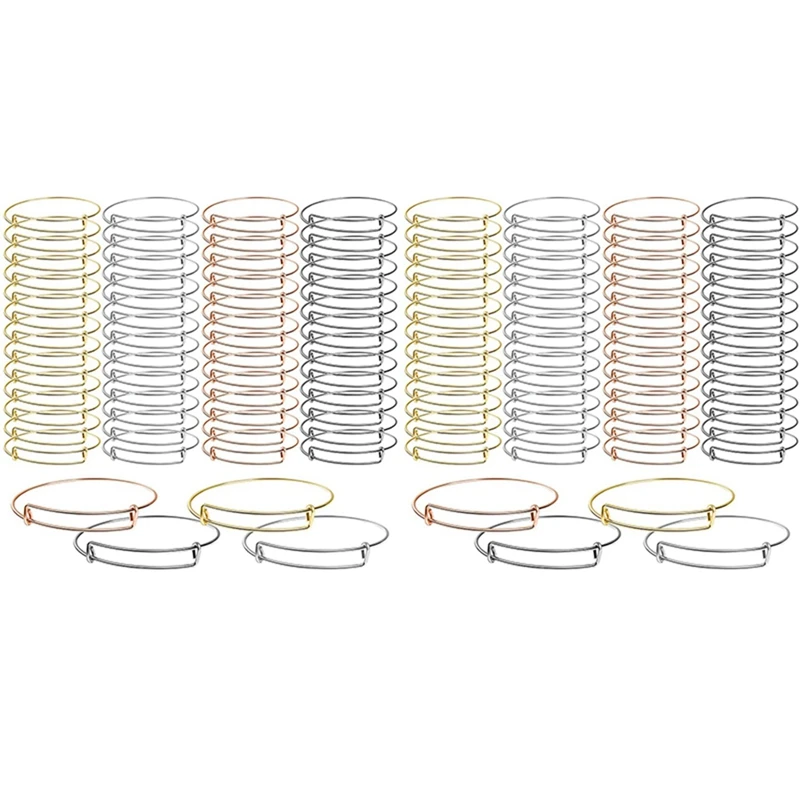 

120 Pcs Expandable Bangle Bracelets Adjustable Wire Bracelets, Blank Bangles For DIY Jewelry Making