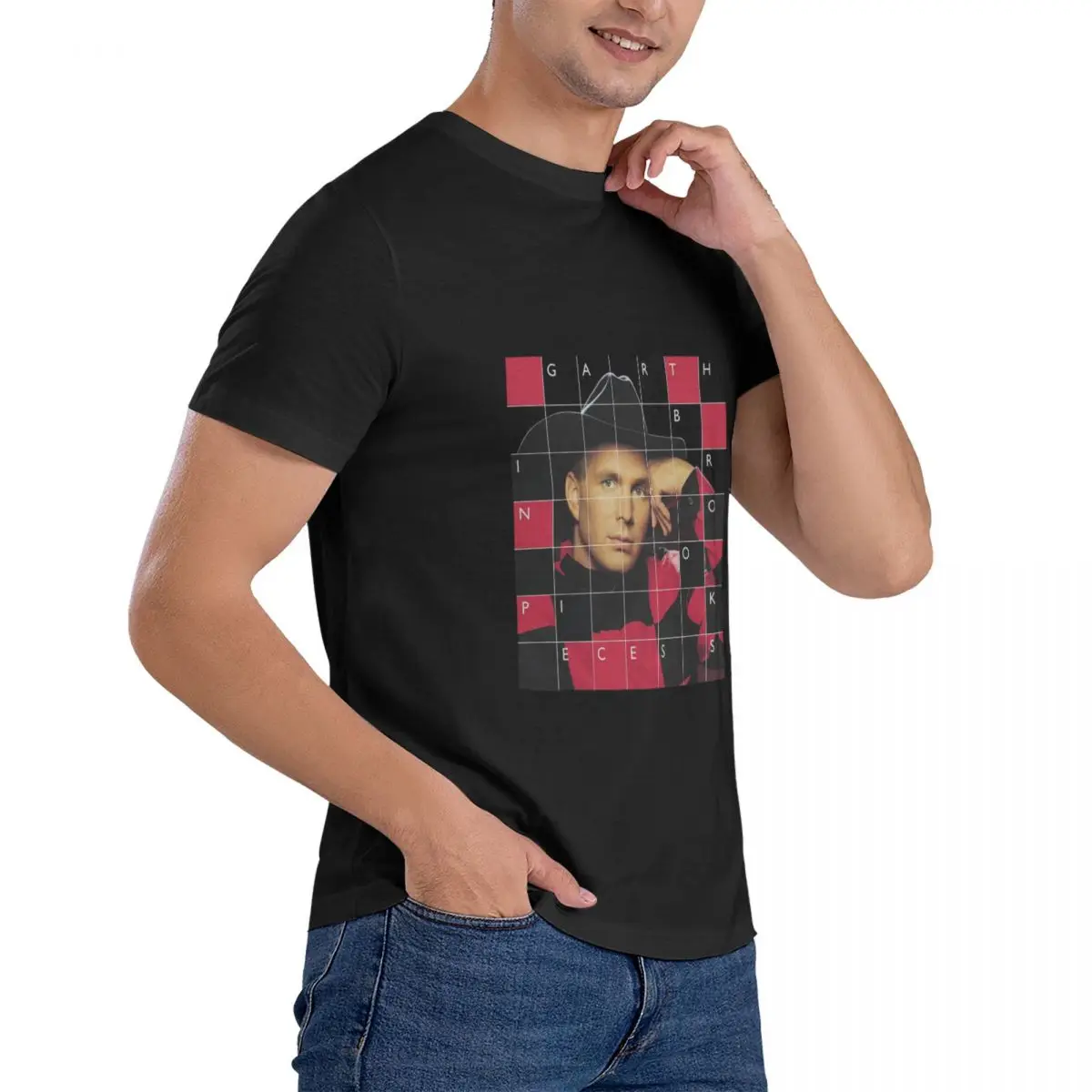 Garth Brooks In Pieces Album Men's T Shirts Cool Tees Short Sleeve Round Neck T-Shirt 100% Cotton mens clothing official-website