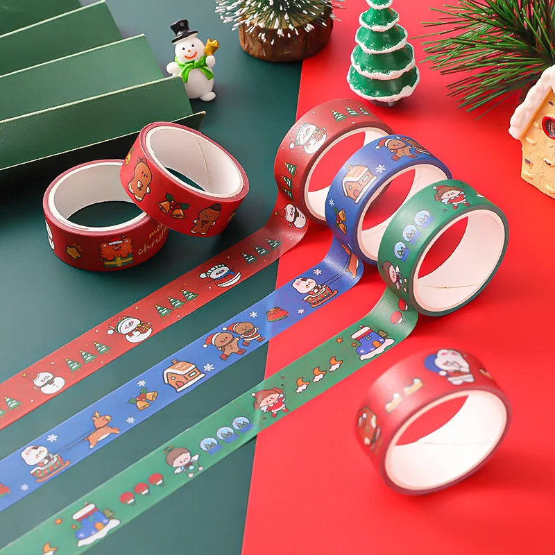 

2pcs Cartoon christmas and paper tape Cartoon cute DIY Scrapbooking Sticker Label Masking Christmas gift Tape Decorative