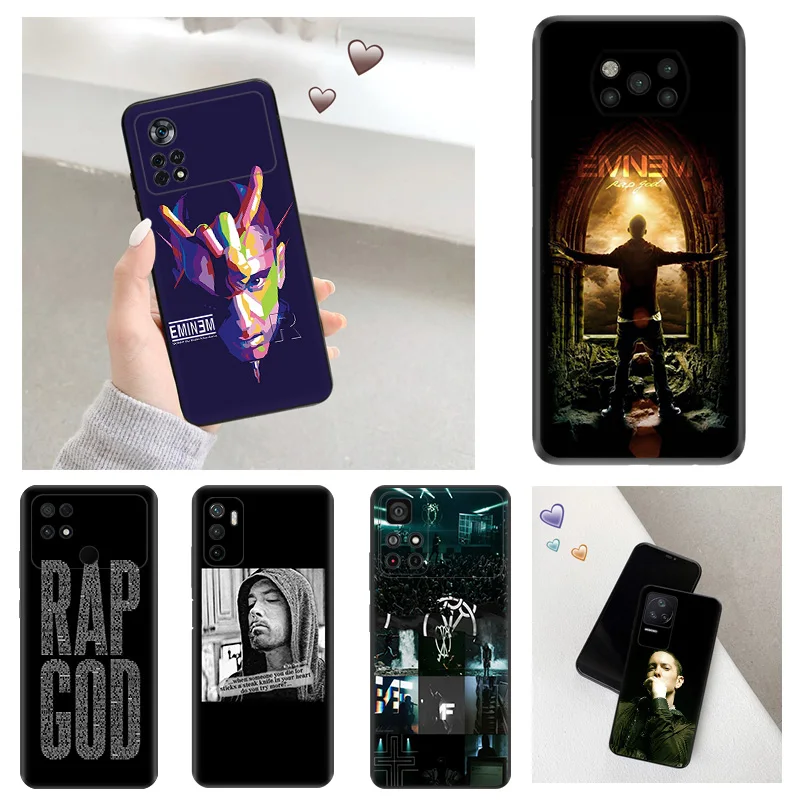 Черный матовый чехол для телефона Eminem RAP GOD с защитой от падения Xiaomi Poco C51 C50 C40 M5 M5S M4