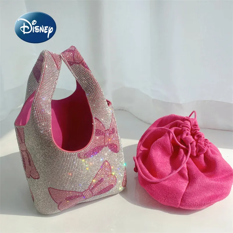 Disney Mickey New Women's Handbag Luxury Brand Colorful Diamond Women's Bag Cartoon Fashion 2-Piece Mini Handbag High Quality
