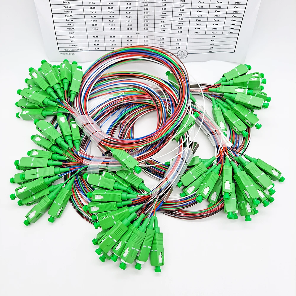 30 шт./лот 1X16 PLC SC/APC SM 0,9 мм G657A1 ПВХ 1 м FTTH волоконно-оптический сплиттер