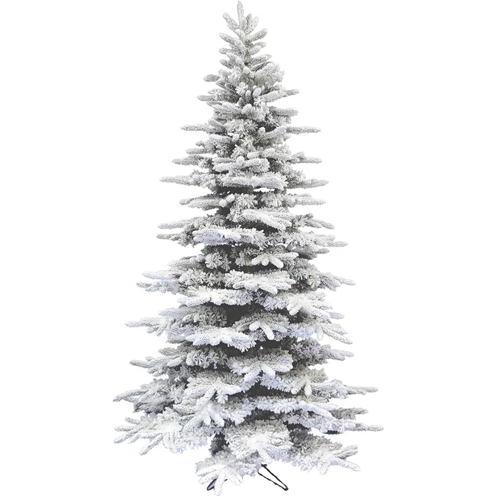 

9 футов Неподсветка, Горная сосна, снег, Флокированная искусственная Высокая Рождественская елка с подставкой, бесплатная доставка, украшение