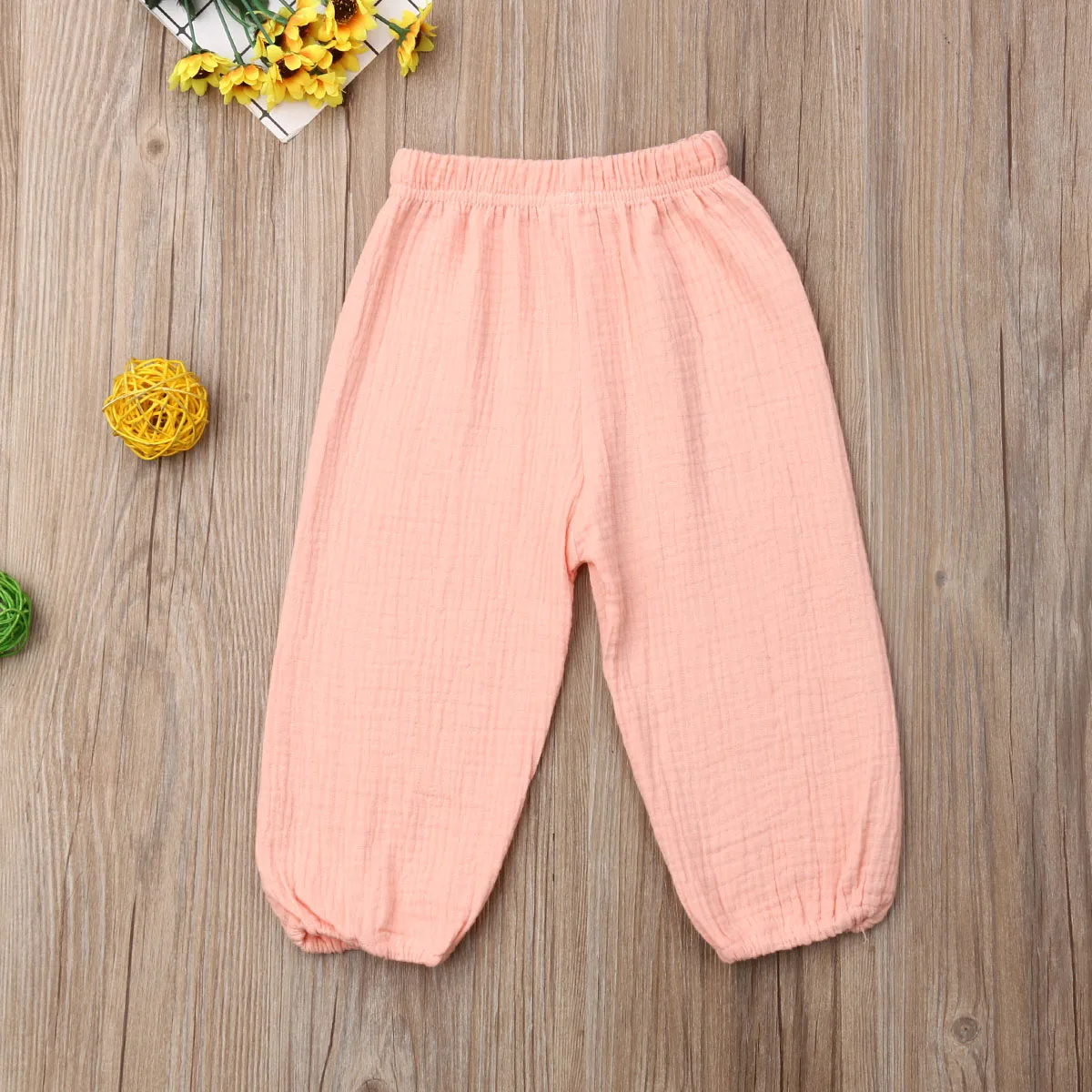 Baby Girls Boys Solid Loose Bloomers Drawstring Trousers Cotton Line Pants Summer Casual Children's Baby Pants
