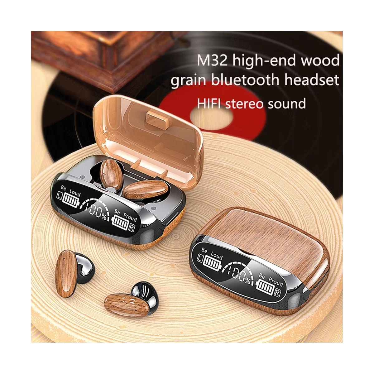 

Беспроводные Bluetooth-наушники M35 с текстурой древесины, TWS наушники-вкладыши, сенсорные наушники Bluetooth 5,2, спортивные наушники