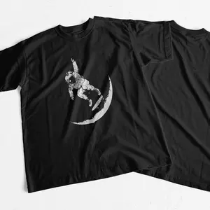 Мужская футболка COOLMIND MO0113A, 100% хлопок, принт с Луной, с круглым вырезом, короткий рукав, повседневная, летняя, свободная, Мужская футболка