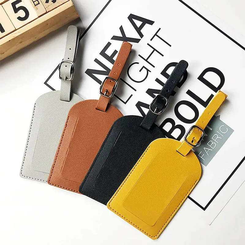 Personalize Initials Luggage Tag Card Set Credit Card Holder Men Women Suitcase Name Tag Pu Airplane Labels Travel Accessories